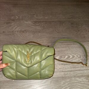Yves Saint Laurent Green Quilted Leather Shoulder Bag